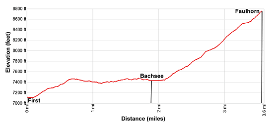 Elevation Profile for the First to Faulhorn hiking trail