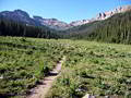 Looking south from the trailhead toward Coxcomb and Redcliff peaks