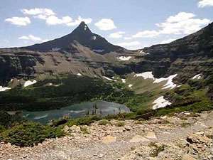 View of Old Man Lake from the switchbacks climbing to Pitamakan Pass