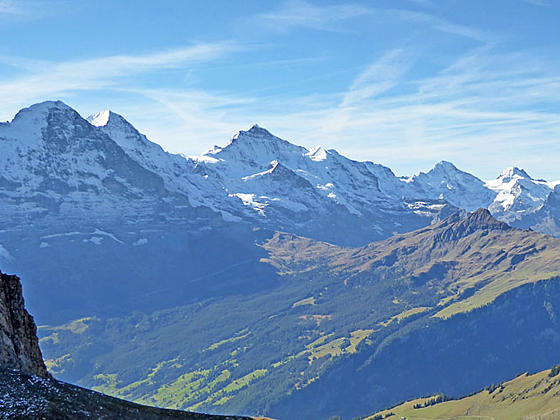 High peaks to the southwest: Eiger, Monch, Junfrau and the Breithorn