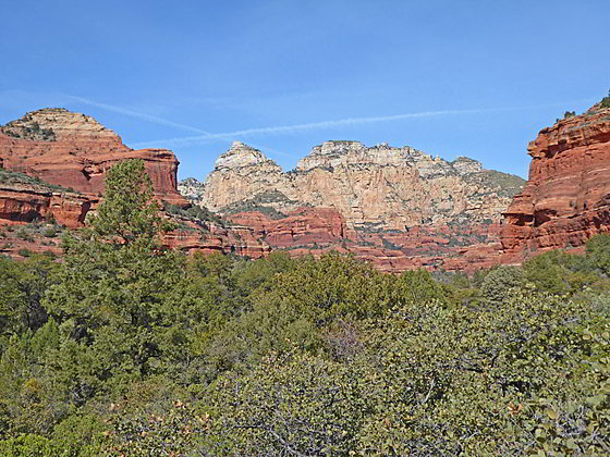 Rugged crags rising above the canyon to the northwest