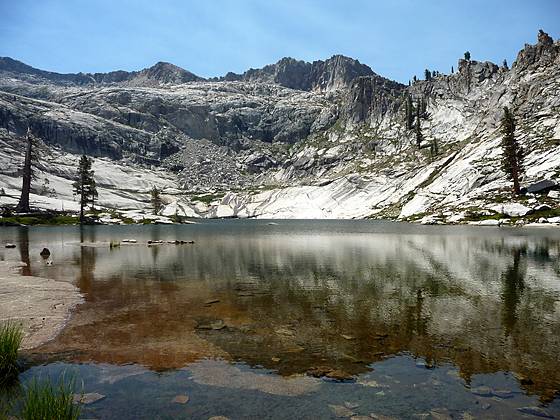 Alta peak rises above the southern end of Pear Lake. 
