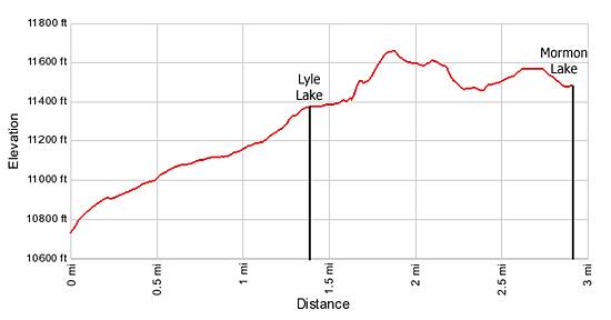 Elevation Profile Lyle and Mormon Lakes