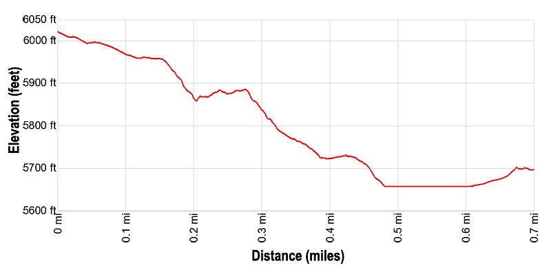 Elevation Profile of Kachina Bridge Hiking Trail in Natural Bridges National Monument, Utah