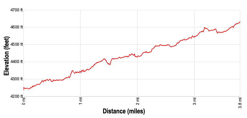Elevation Profile for the Mill Creek South Fork Hiking Trail